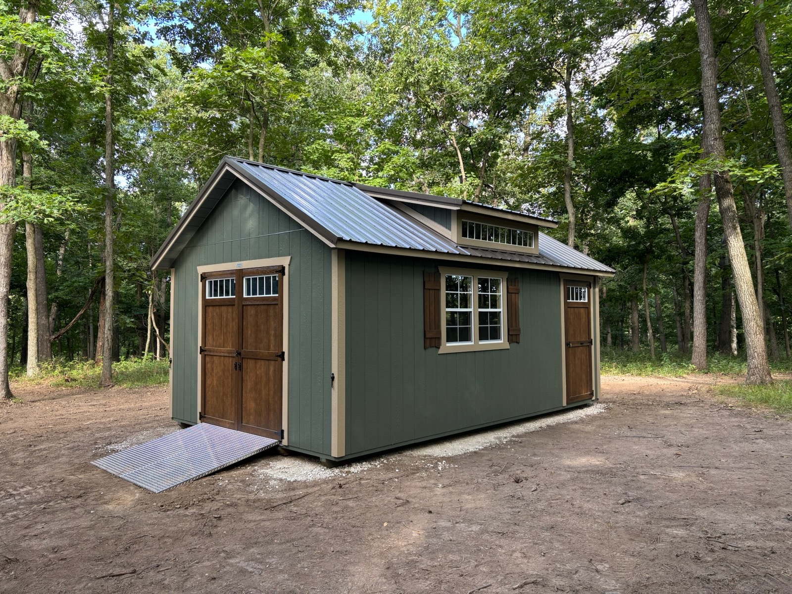 Painted Cape Cod Shed with Dormer